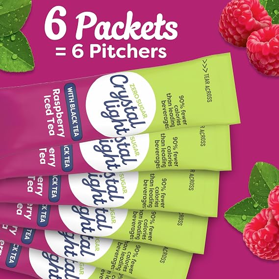 Crystal Light Raspberry Tea Drink Mix (12-Quart) 1.6-Ounce Packages (Pack of 4)