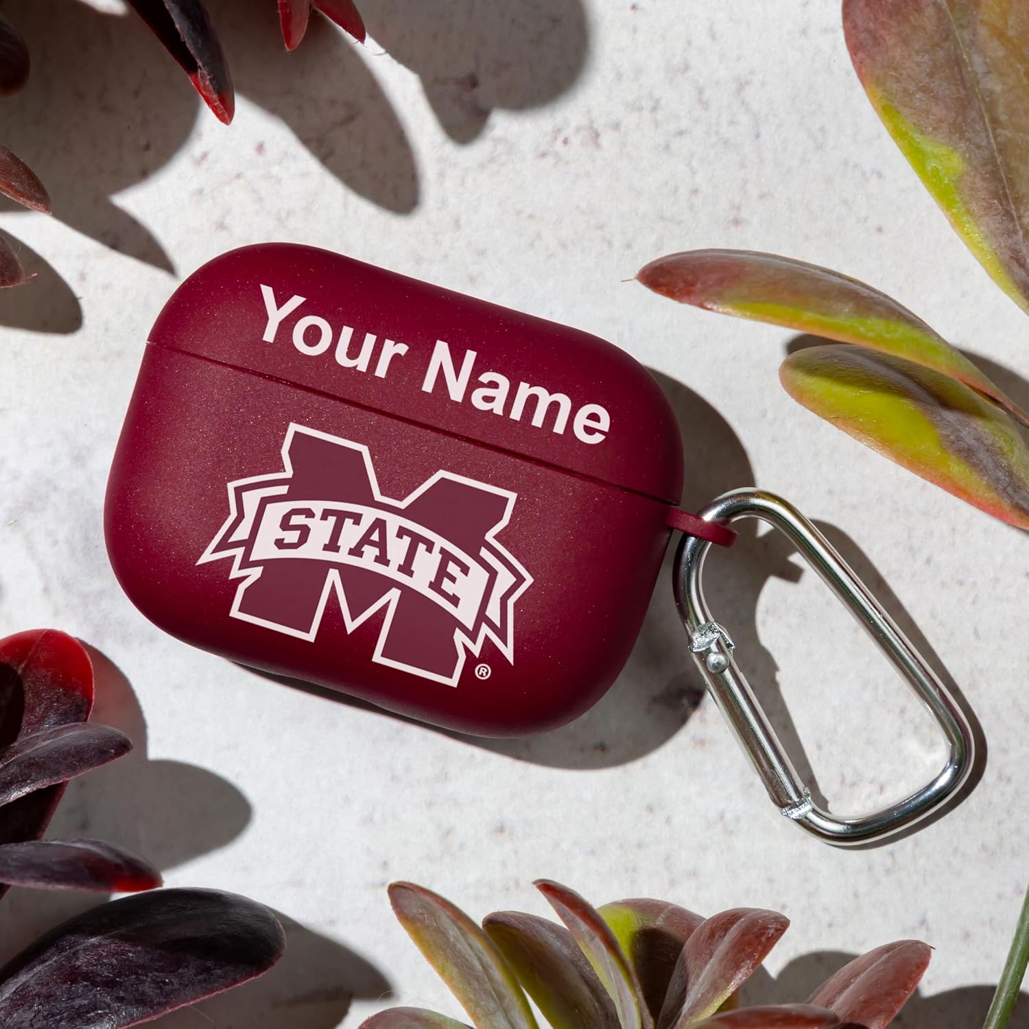Affinity Bands Mississippi State Bulldogs Custom Name HD Case Cover Compatible with Apple AirPods Pro 1 & 2 (Maroon)