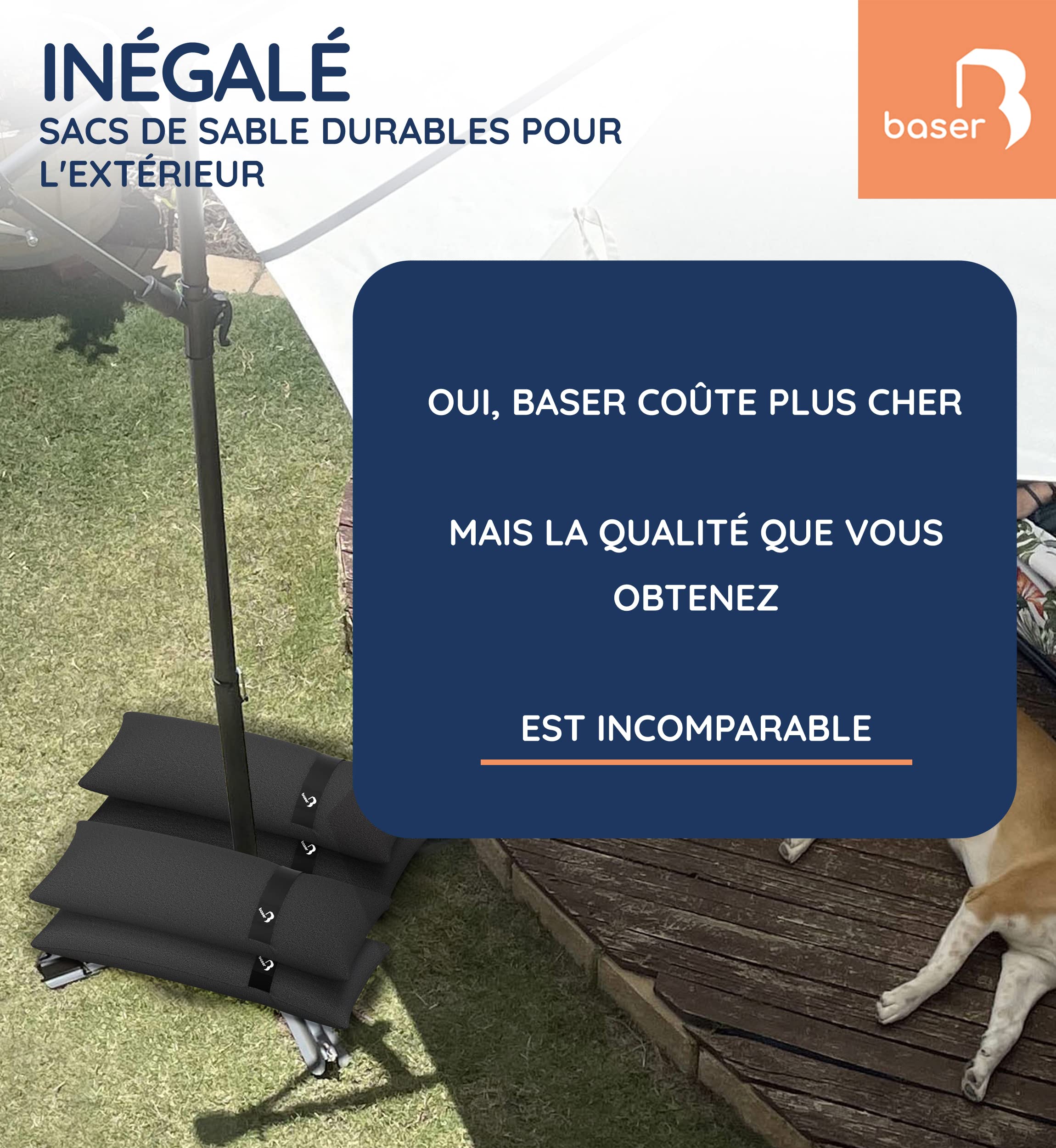 Baser Sacs de Lestage Ronds, 4 x 20kg Poids pour Tonnelle & Parasol de Jardin Exterieur, Base à Sable pour Tonnelle Pliante, Barnum Pliant & Store Banne, Gris
