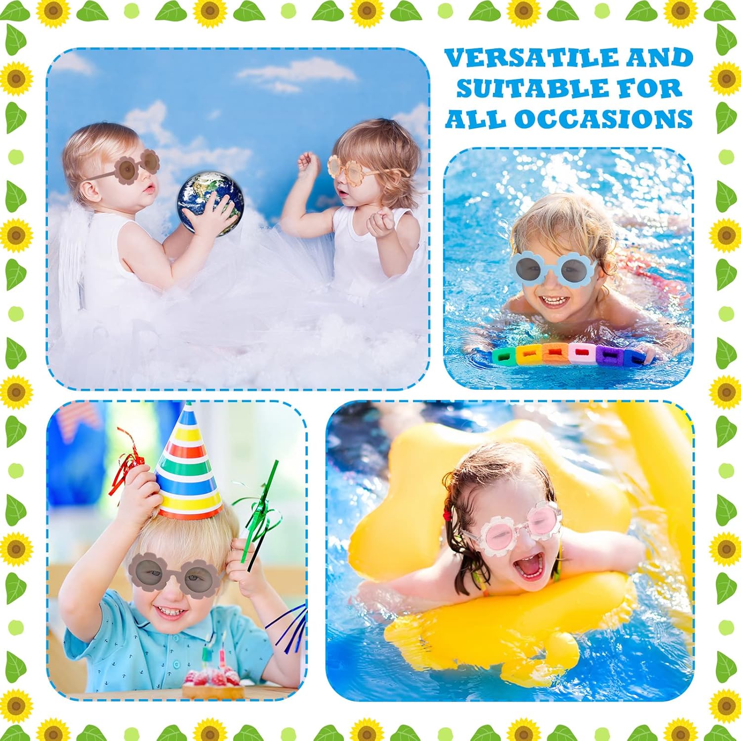 20 Pieces Round Flower Sunglasses Girls Flower Shaped Sunglasses Cute Outdoor Beach Eyewear for Kids - Image 6