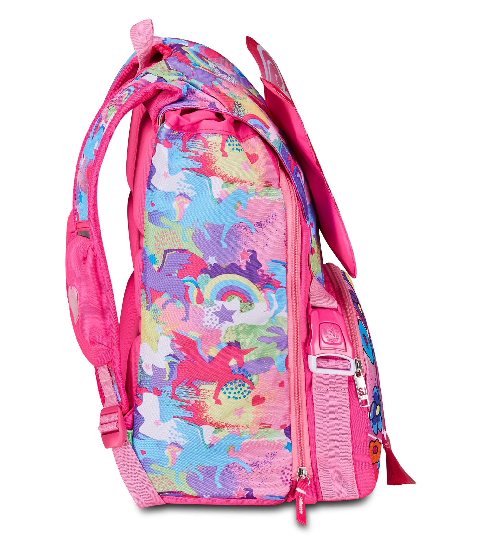 Seven SJ GANG STYLE JAM GANG Zaino Scuola Estensibile, Rosa, Unibraid, Zaino Doppio Scomparto Estensibile Tramite Zip Laterali, Tasca Porta Borraccia, Scuole Elementari e Medie, Bambina Ragazza