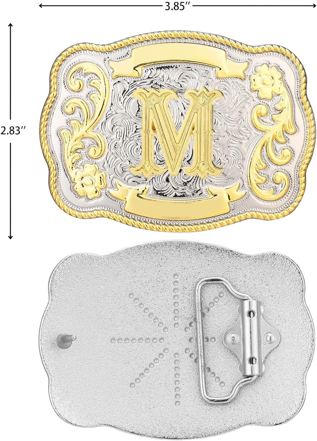 Belt Buckle Men Western Cowboy Cowgirl Rodeo Vintage Initial Letter ABCDMRJ to Z Belt Buckles for Women - Image 3