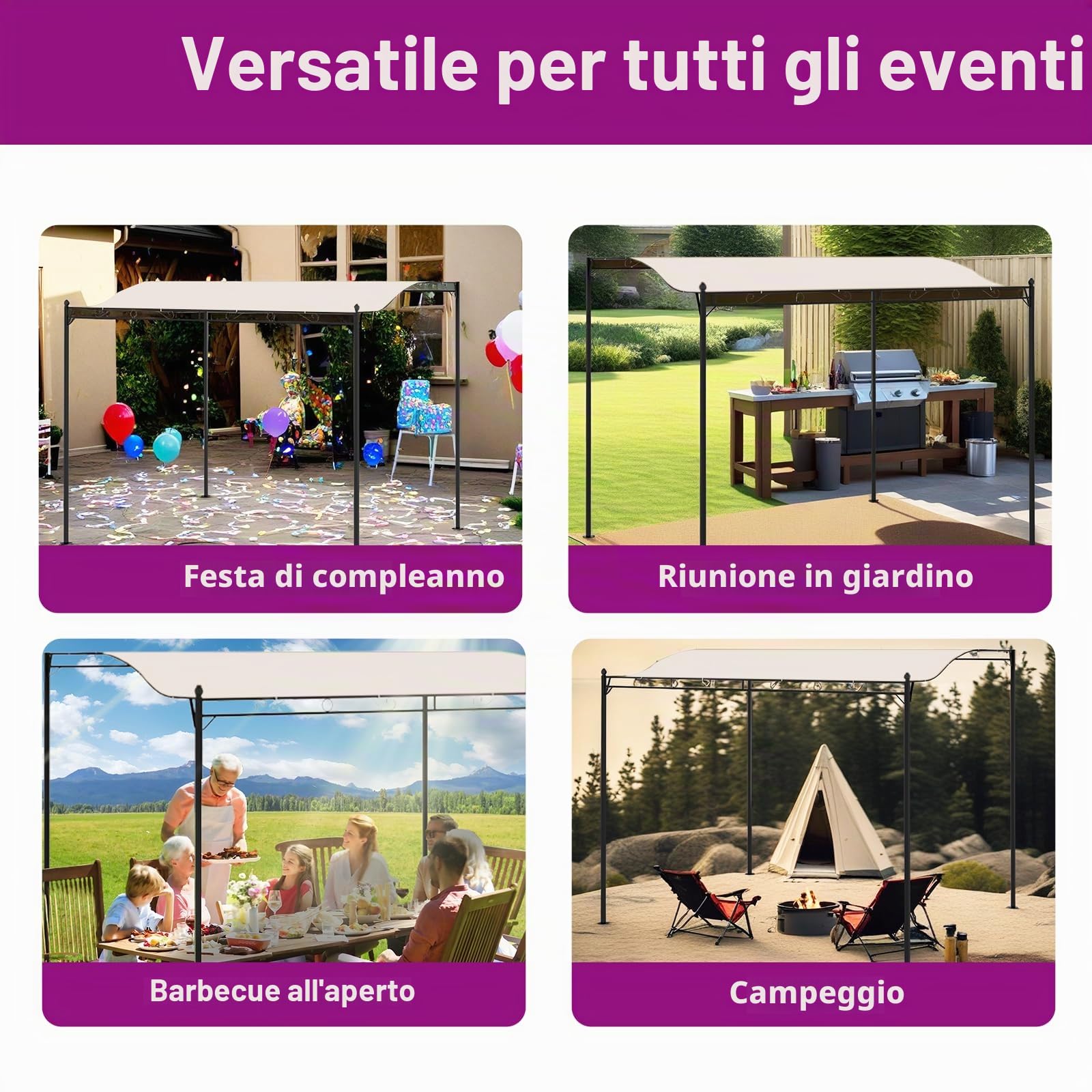 vidaXL Luifel 4x3 m 180 g/m² stof en staal crèmekleurig