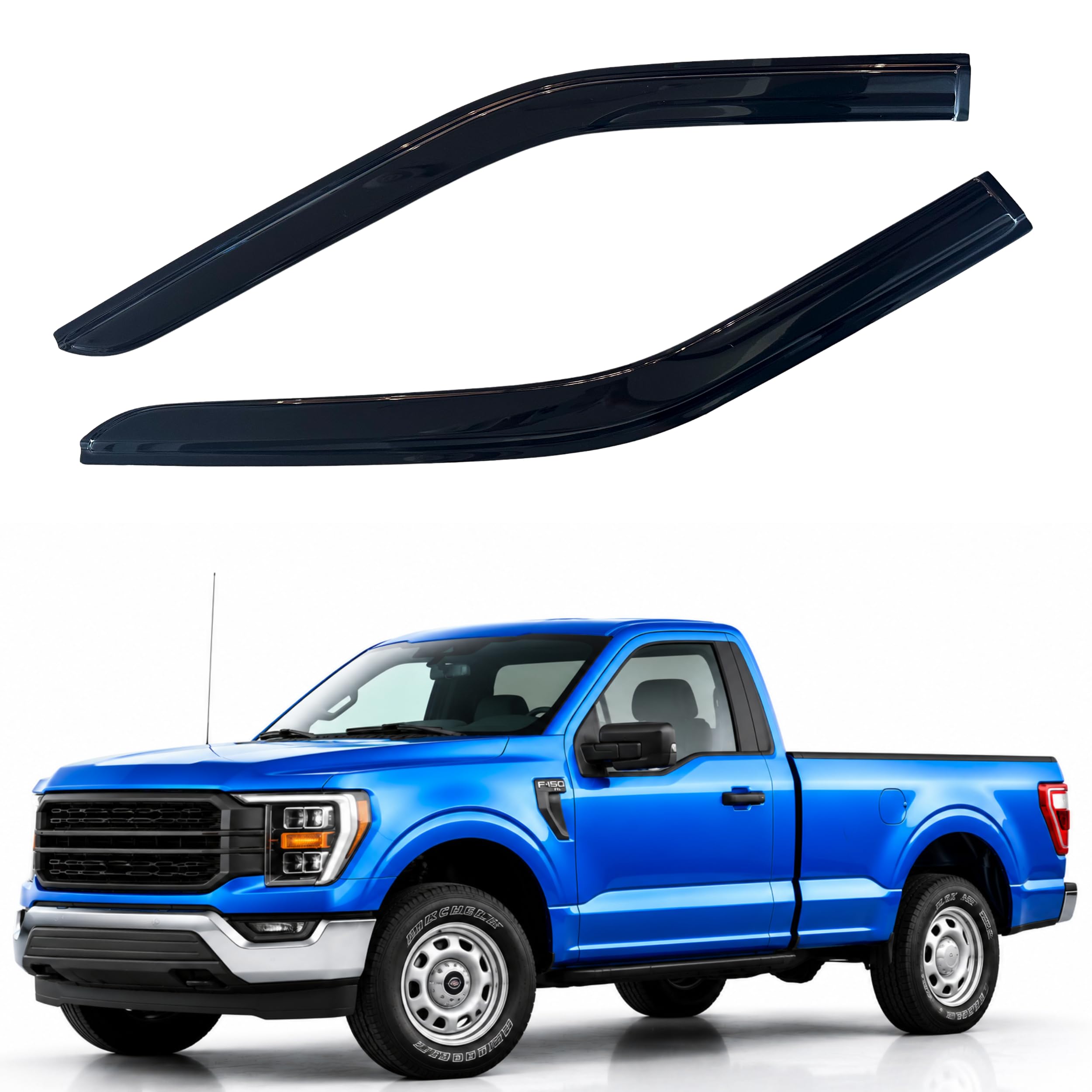 IG Window Visors Fit for 2015-2026 Ford F150 Regular Cab, Out-Channel Rain Guards Vent Wind Deflectors 2PC, Truck Accessories for 2017-2026 Ford F250 F350 F450 F550 Super Duty (Single Cab Only)