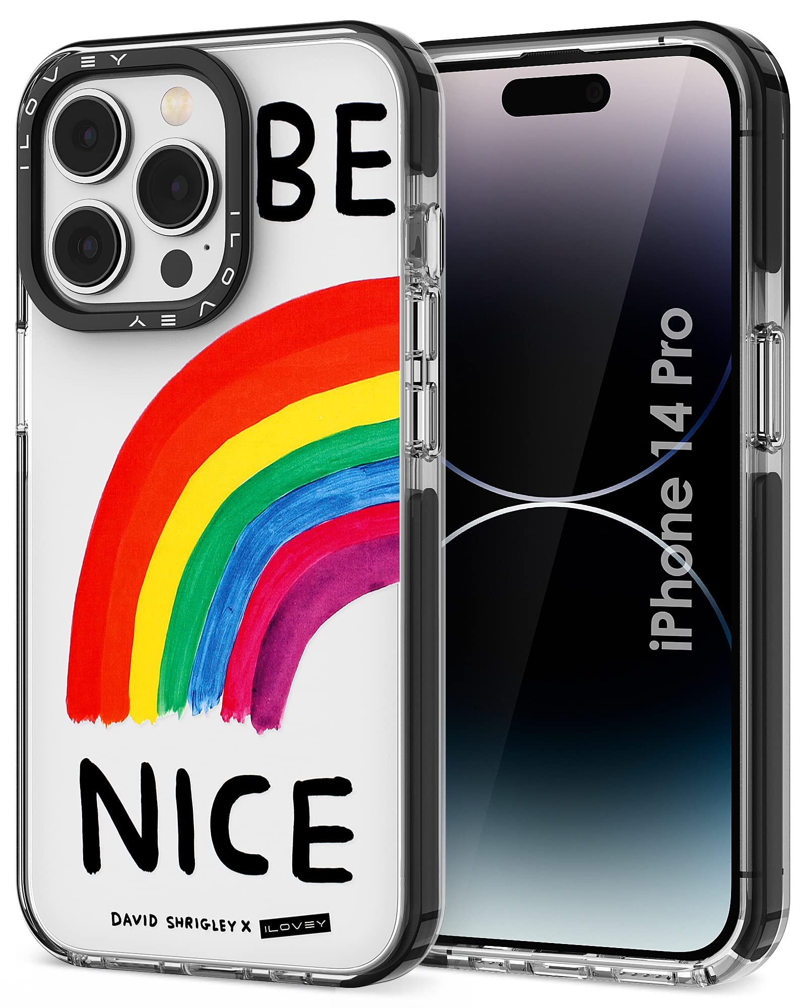 ILOVEY Compatible with iPhone 14 Pro Case, Slim Fit Crystal Clear Cover with Fashion Pattern Designs for Girls Women, Durable Protective Phone Case for iPhone 14 Pro 6.1" - Be Nice