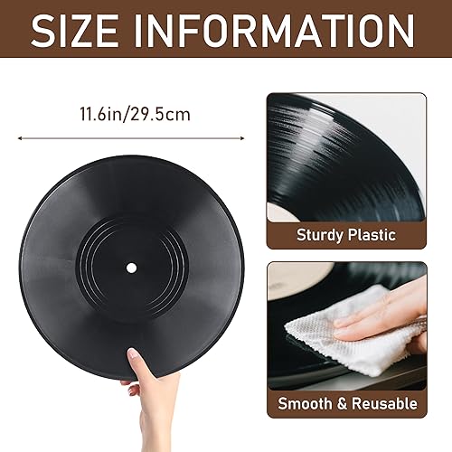 Miniatura 2 de Paquete de 6 discos de vinilo en blanco de 12 pulgadas, exhibición de pared falsa retro para fiestas musicales de los años 70, 80, 90, estudio en