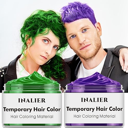 Paquete de 2 cera de color temporal para el cabello crema de color de cabello instantáneo lavable natural para hacer tu mismo para cumpleaños