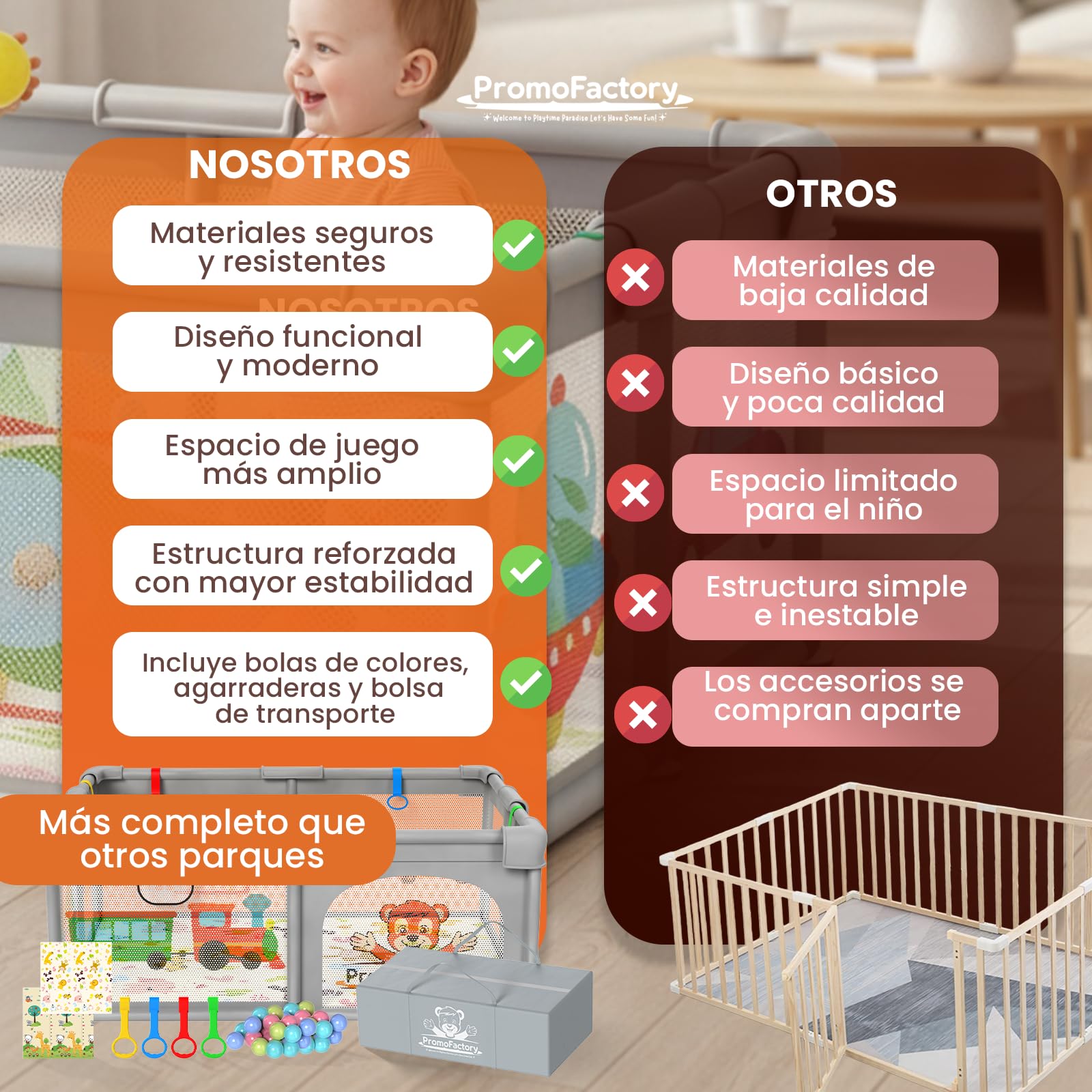 Parque Infantil Bebe 120x180cm con Alfombra acolchada, 50 Bolas, Agarraderas y Bolsas de Transporte - Corralito con Malla Transpirable para Bebés (Gris) XXL