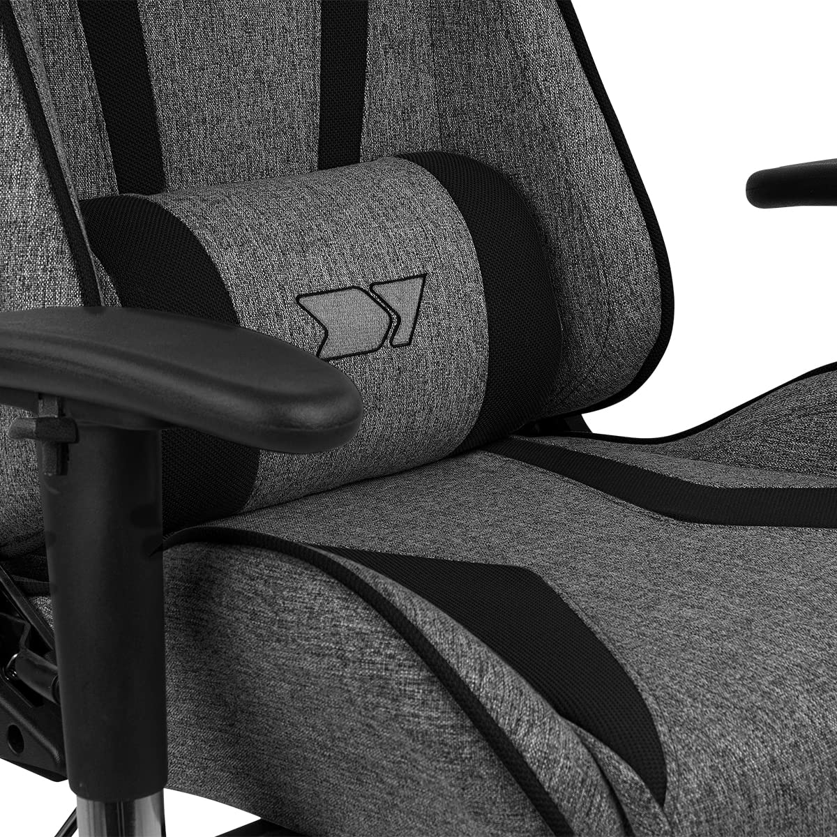 DRIFT Gaming Chair DR90 -DR90DGB - Fotel do gier, oddychająca tkanina, tapicerowane podłokietniki 2D, wzmocniona nylonowa podstawa, tłok klasy 4, pochylenie, poduszka lędźwiowa/szyjna, szary/czarny
