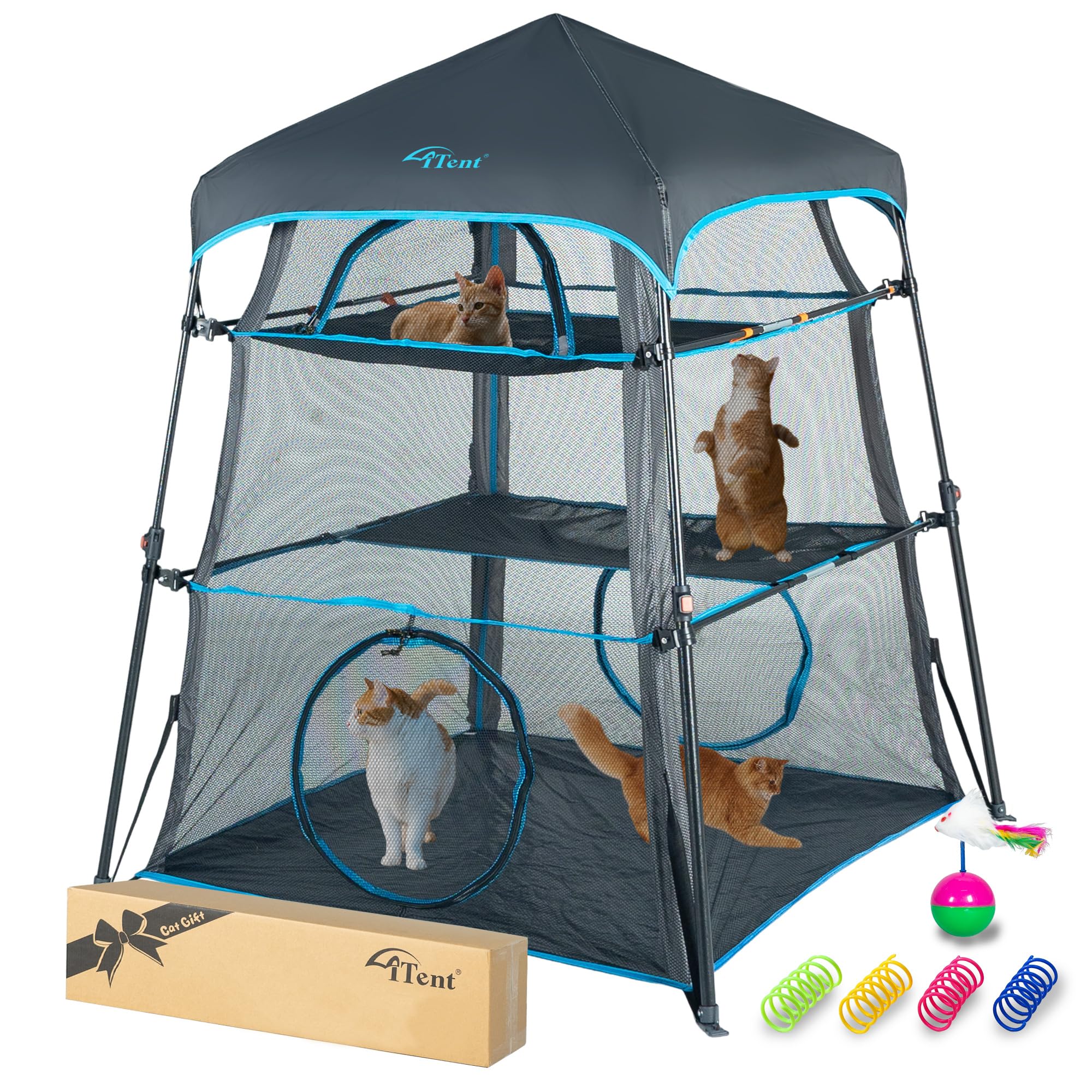 X-Large Large Catio Cat Enclosure for Indoor and Outdoor with Breathable mesh,3 Tier Spacious Cat Tower Tent,Portable and Foldable Cat Tent for Outdoor/Indoor/Patio/Deck/Camping (Patented)