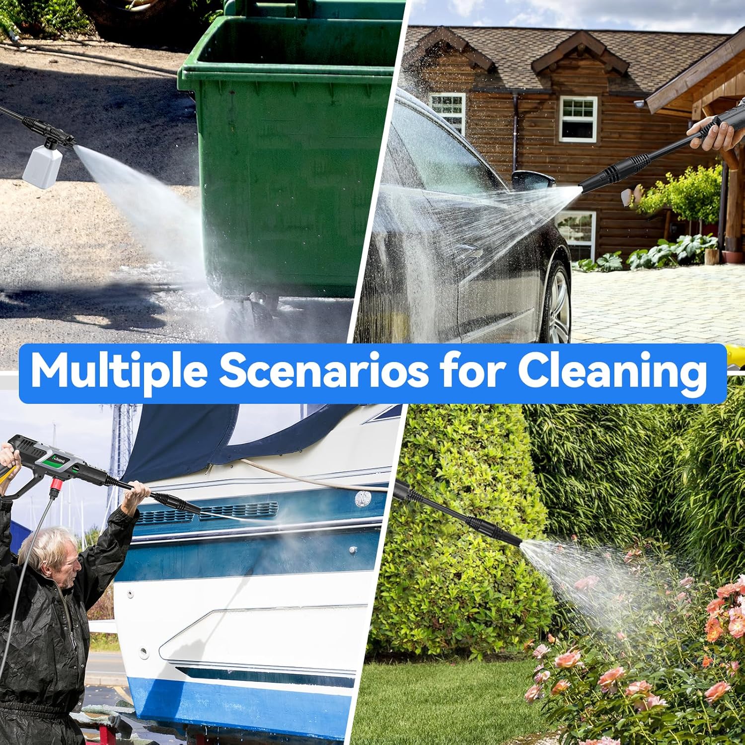 Multiple cleaning scenarios for Aihand pressure washer