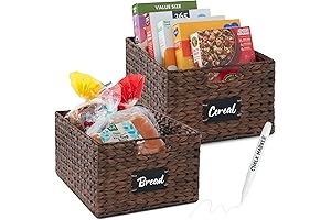 Best Choice Products Pantry Baskets Set of 2 - Wood Cubby Storage Organizer with Handles