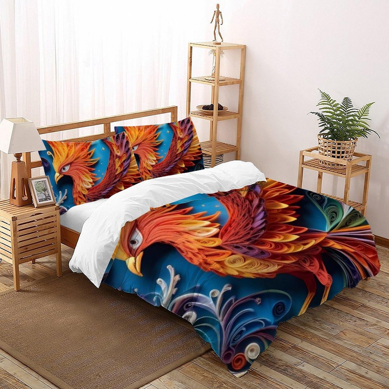 Housse couette 220x240 microfibre animaux imprimé 3D avec fermeture éclair lit king