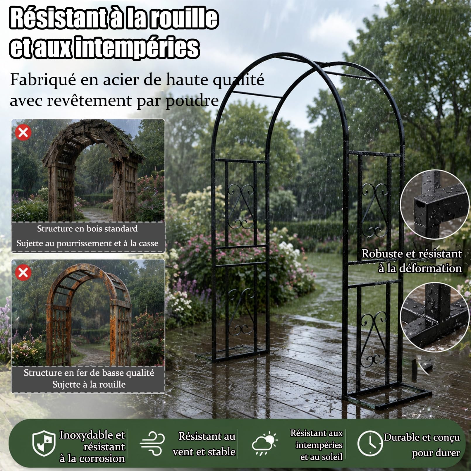 Arche Jardin，Arche de Jardin，Arceau à Rosiers，pergola en Metal