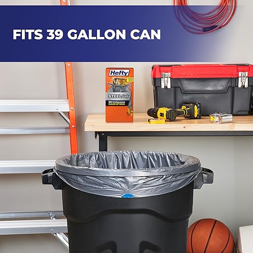Miniatura 2 de Hefty Steelsak - Bolsas de basura grandes resistentes, color gris, sin perfume, 39 galones, 30 unidades