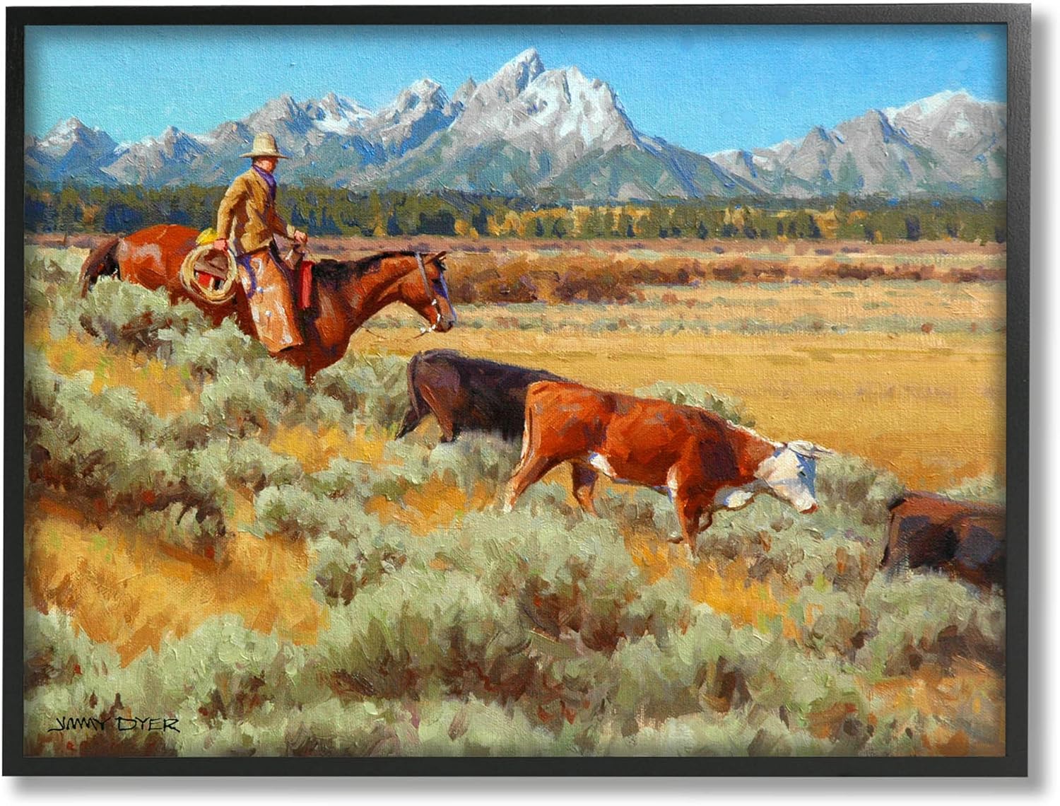 Stupell Industries Western Ranch Horse Cattle Giclee Framed Wall Art, Design by Jimmy Dyer