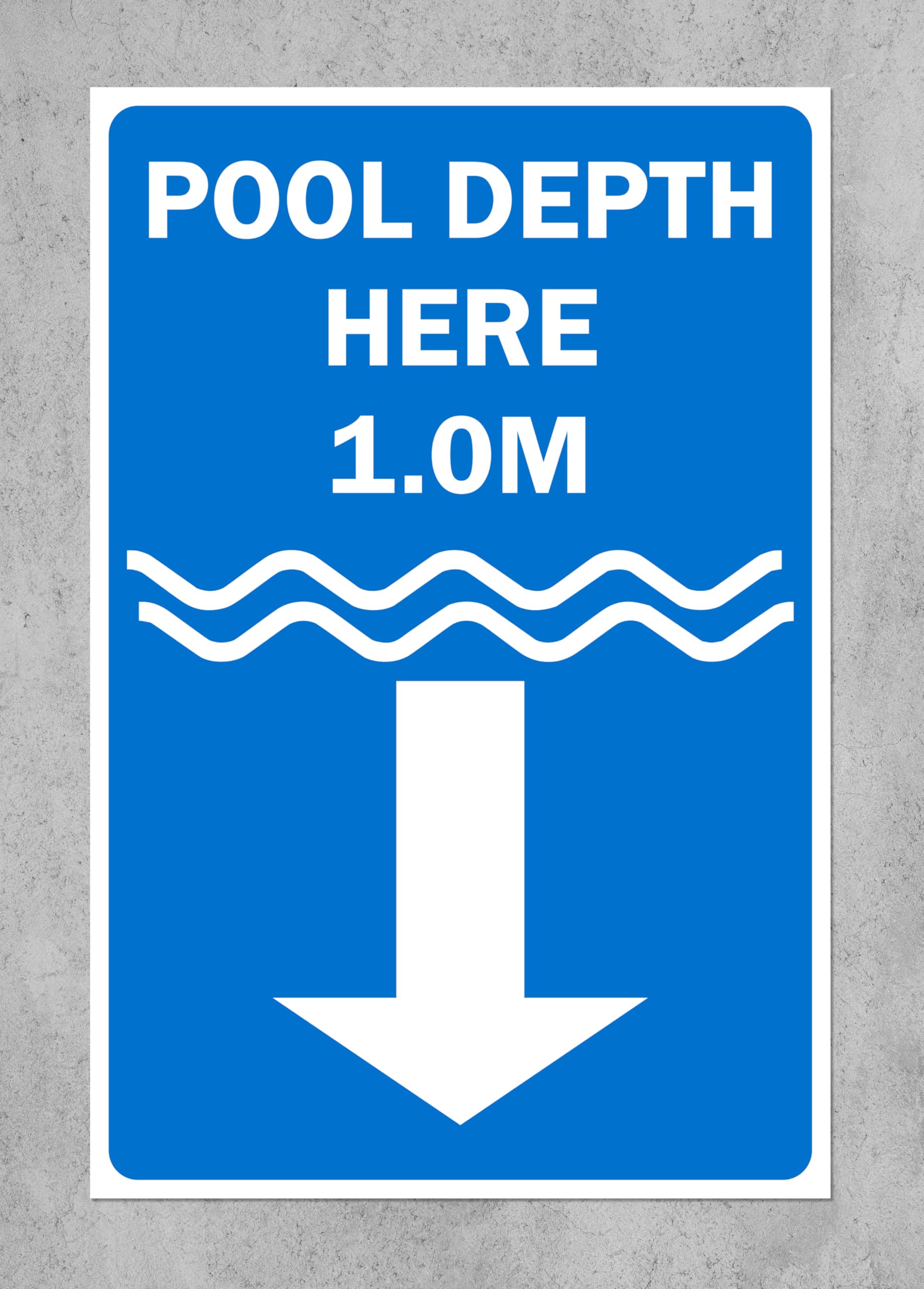 Swimming Pool depth here sign - Customise with your own depths - 3mm Aluminium sign (800mm x 600mm)