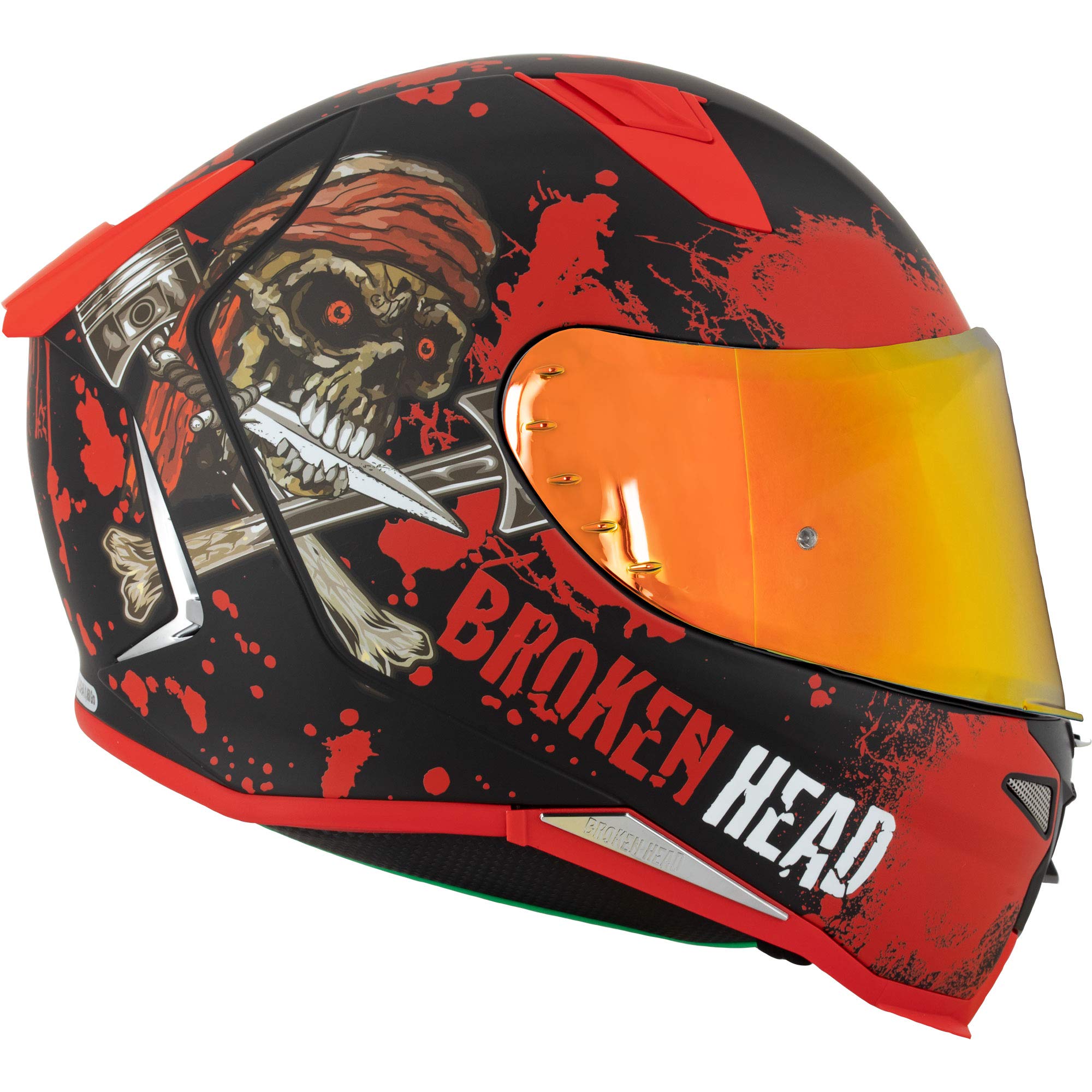 Broken Head Integralhelm Jack S. V2 Pro Mit Spoiler | Inkl. 2 Visiere (Klar + Verspiegelt), Sportlicher, leichter Motorradhelm