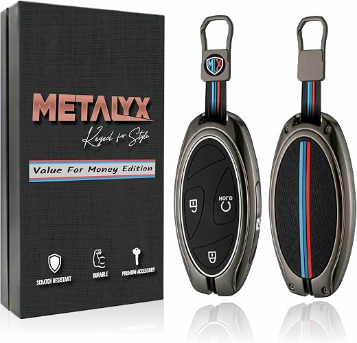 Metalyx Key Cover for Hyundai Venue 2026 || HX5 HX6 HX7 HX8 HX9 XH10 NLine || Smart Metal Key Fob Case with Keychain || Ne...