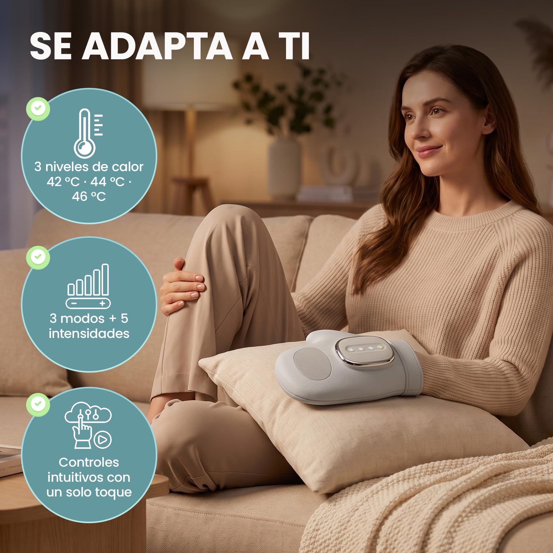 ALIVIATE - Masajeador de Manos Electrico con Calor Cerrado - Guante Artritis Manos Aliviante con 3 Modos y Temporizador - Masajeador Tunel Carpiano Ideal para Regalo.