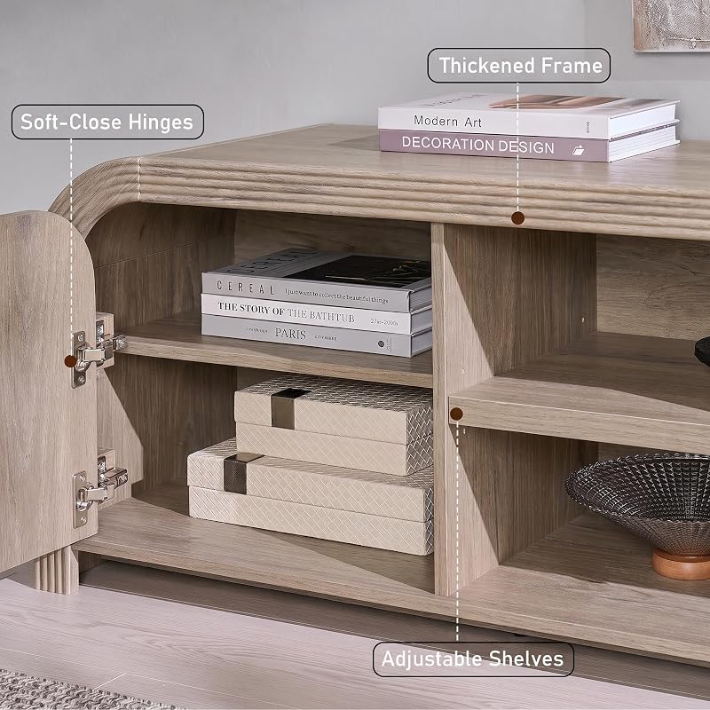 OKD 70" Modern TV Stand with Large Storage,Brown Alder image 4