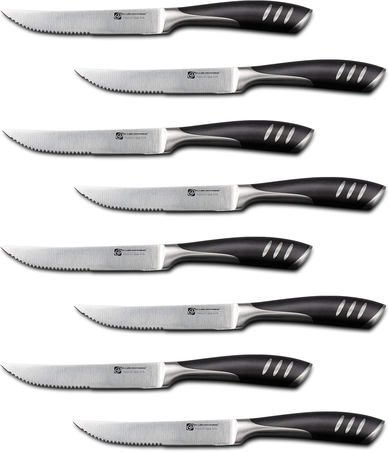 Premium 8Piece German High Carbon Stainless Steel Steak Knife Set, Double Full Tang
