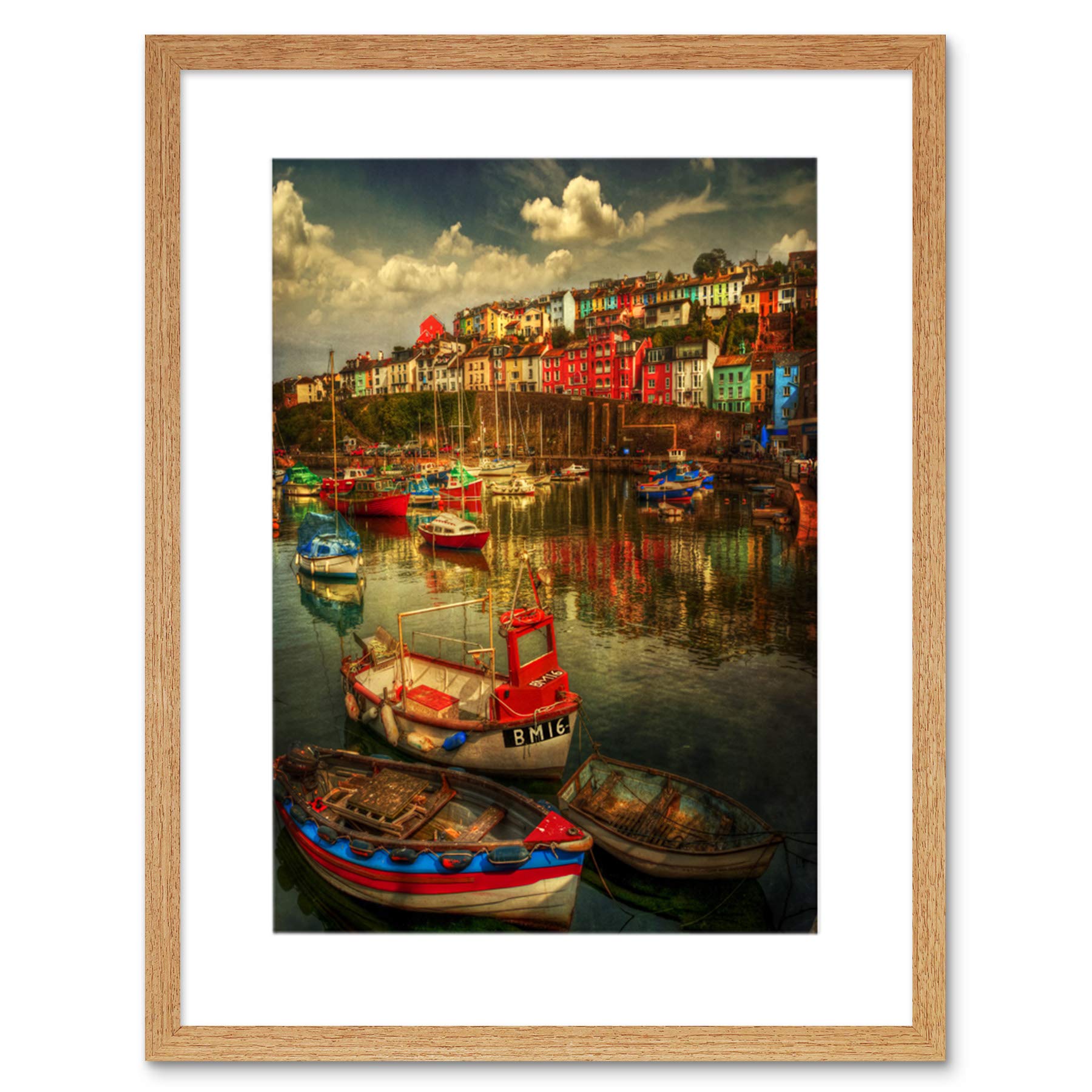 Wee Blue Coo Photo Cityscape Brixham Devon England Boats Harbour Framed Wall Art Print