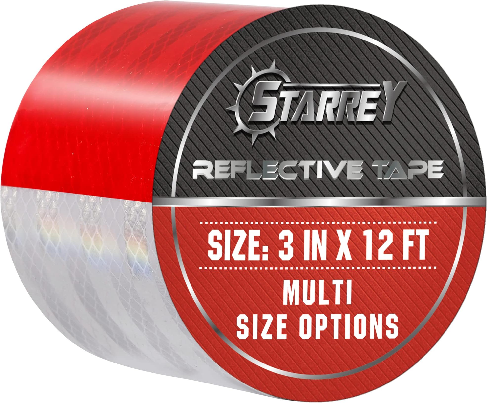 Reflective Tape Outdoor Red White 3 INX12 FT Waterproof Self Adhesive Dot-C2 Trailer Safety Caution Conspicuity Dot Tape for Trucks Cars