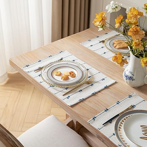 Miniatura 5 de Juego de 6 manteles individuales bohemios para decoración de mesa de comedor, manteles individuales de tela tejida para casa de campo, cocina