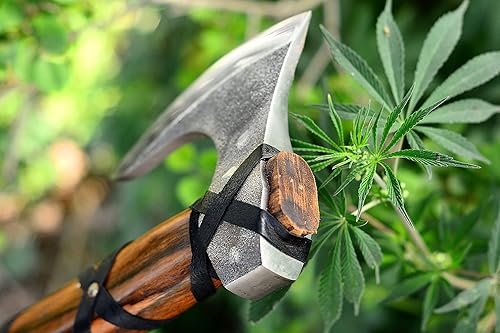 Miniatura 3 de Hacha vikinga de acero al carbono hecha a mano personalizada, hacha Ragnar Lothbrok de 19 pulgadas con funda de cuero, hacha de campamento y caza en