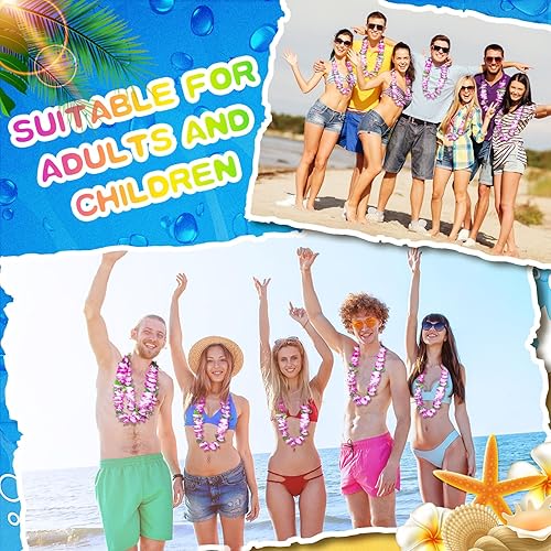 Miniatura 25 de 24 collares hawaianos Leis con flores tropicales Lei floral Luau decoraciones de fiesta hawaiana Luau collares de flores hawaianas Luau guirnalda