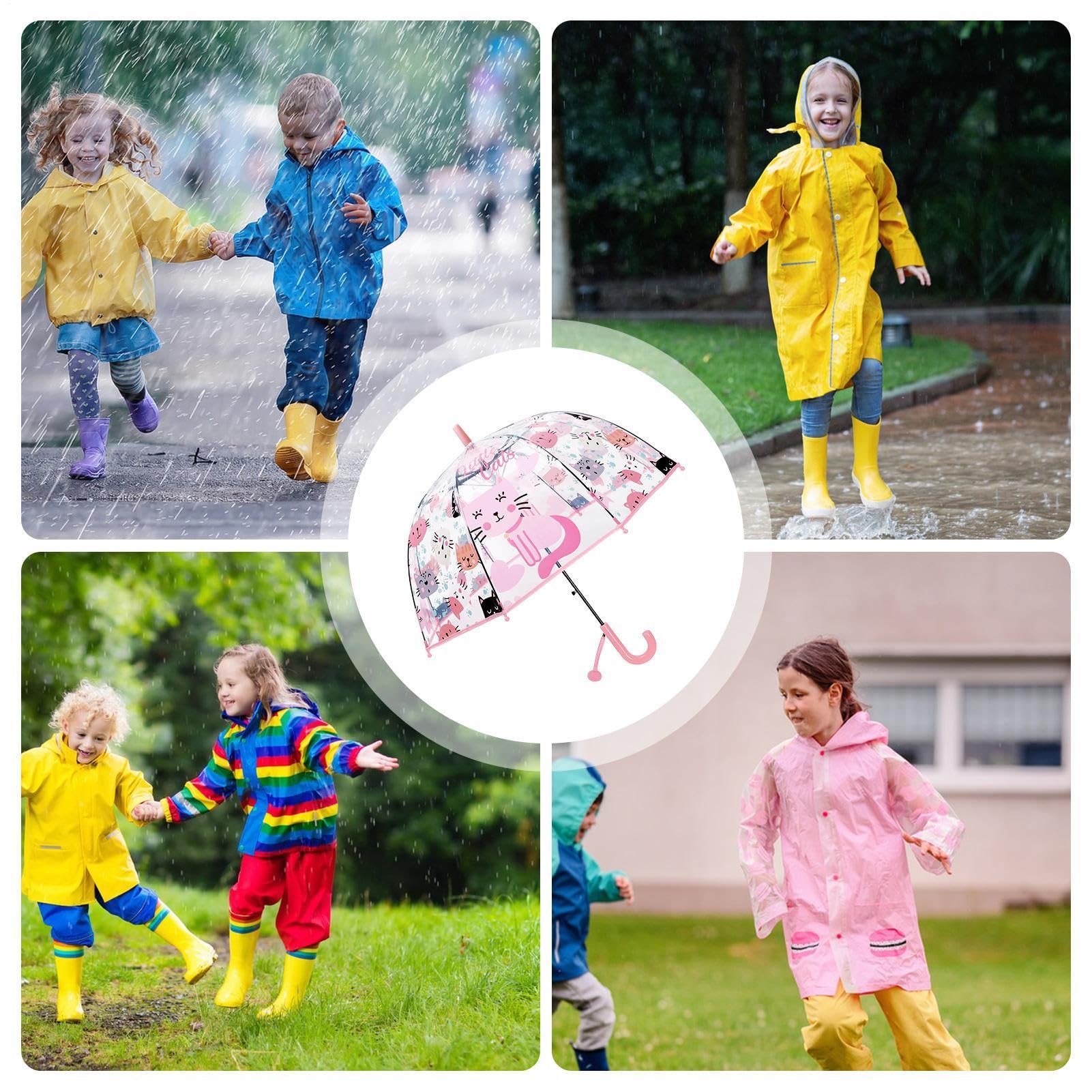 Paraguas transparente,Mango antideslizante, resistente al viento, y - Paraguas para niños y niñas Accesorios camping | para niños niñas al aire libre playa viaje camping picnic paseo diario Pl