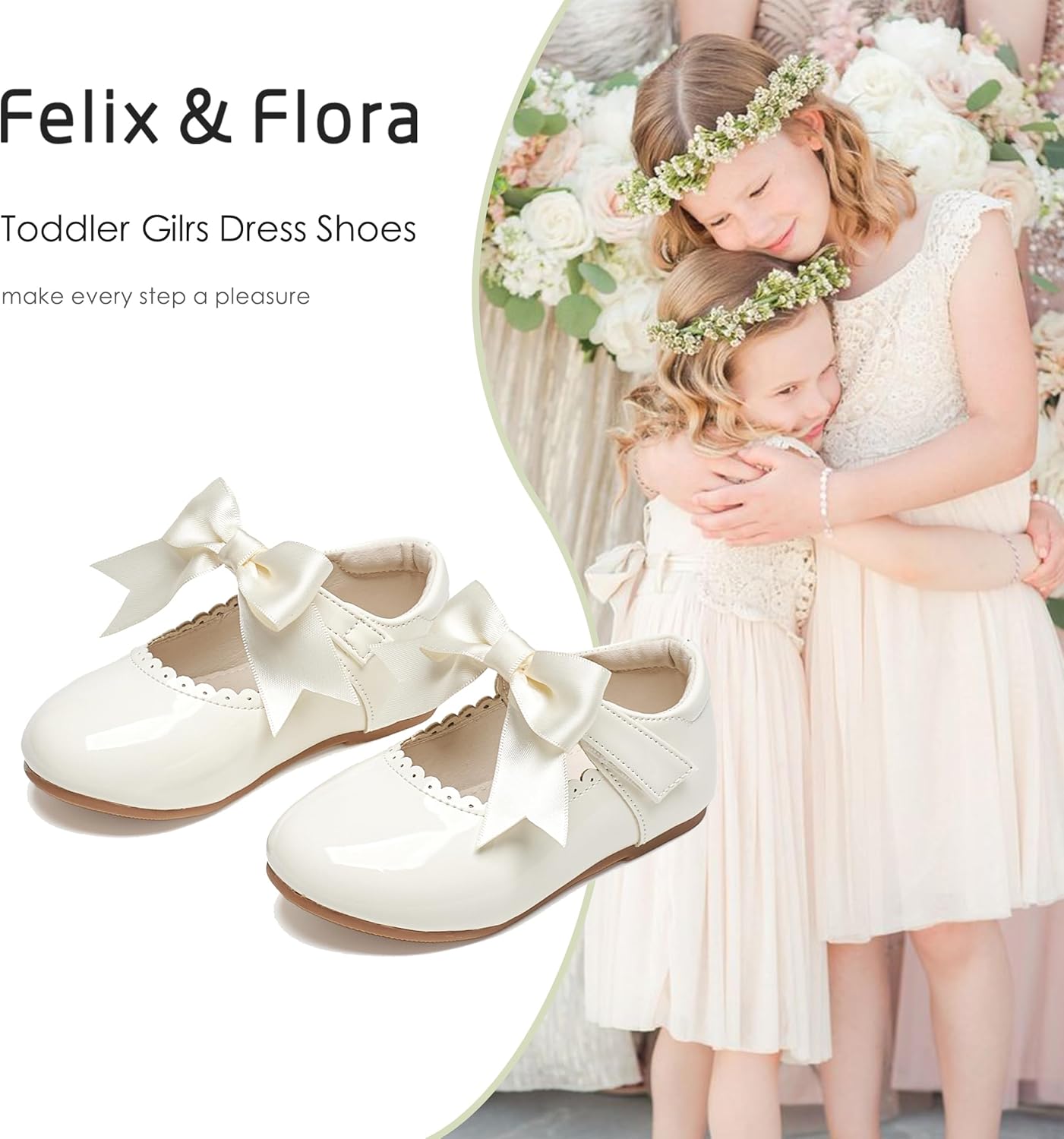 Felix & Flora Toddler Flower Girl Dress Shoes - Baby Girl Ballet Mary Jane Flats for Party School Wedding - Image 4