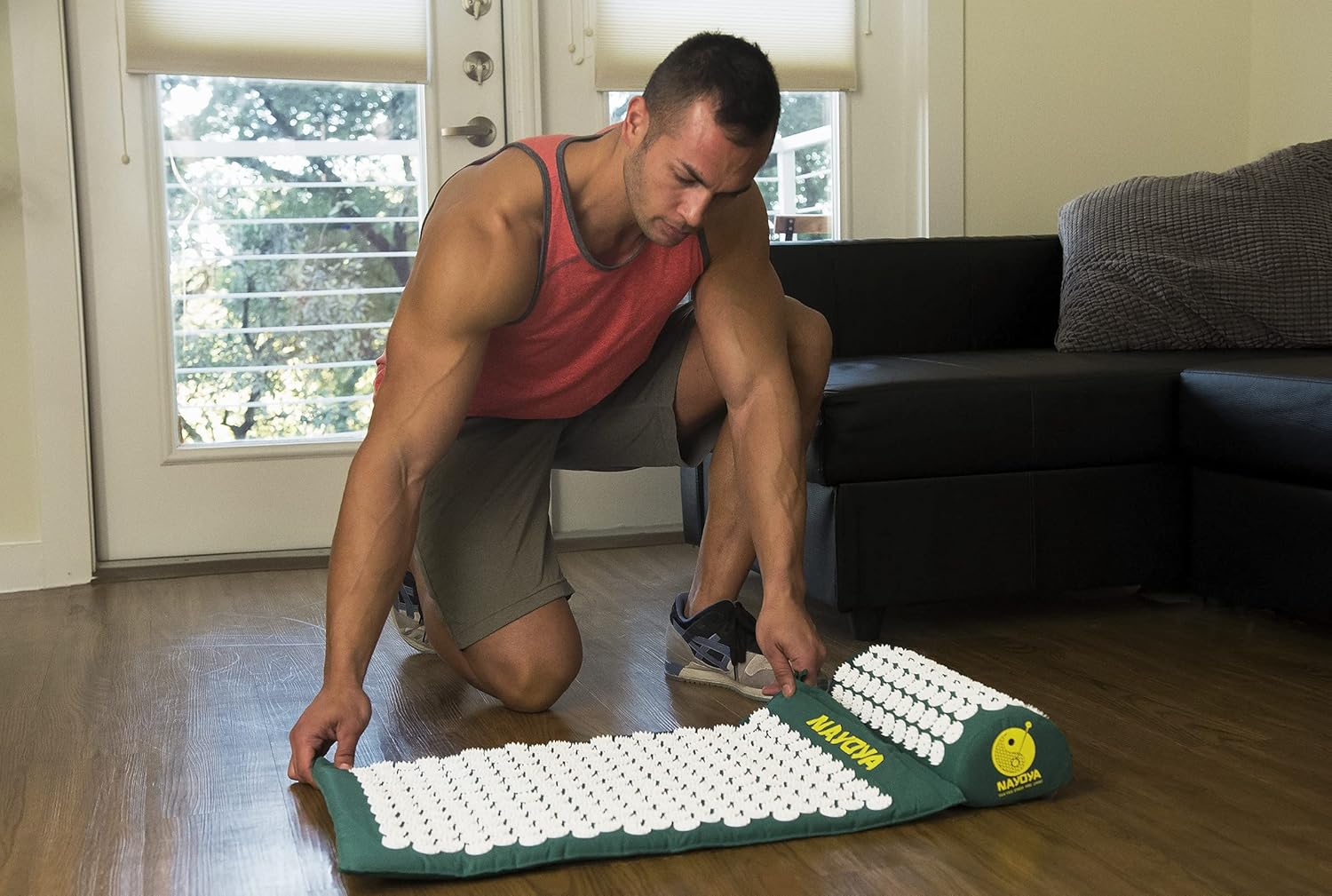 NAYOYA Neck and Back Pain Relief - Acupressure Mat and Neck Pillow Set - Relieves Stress and Sciatic Pain for Optimal Health and Wellness - Comes in a Carry Box with Handle for Storage and Travel