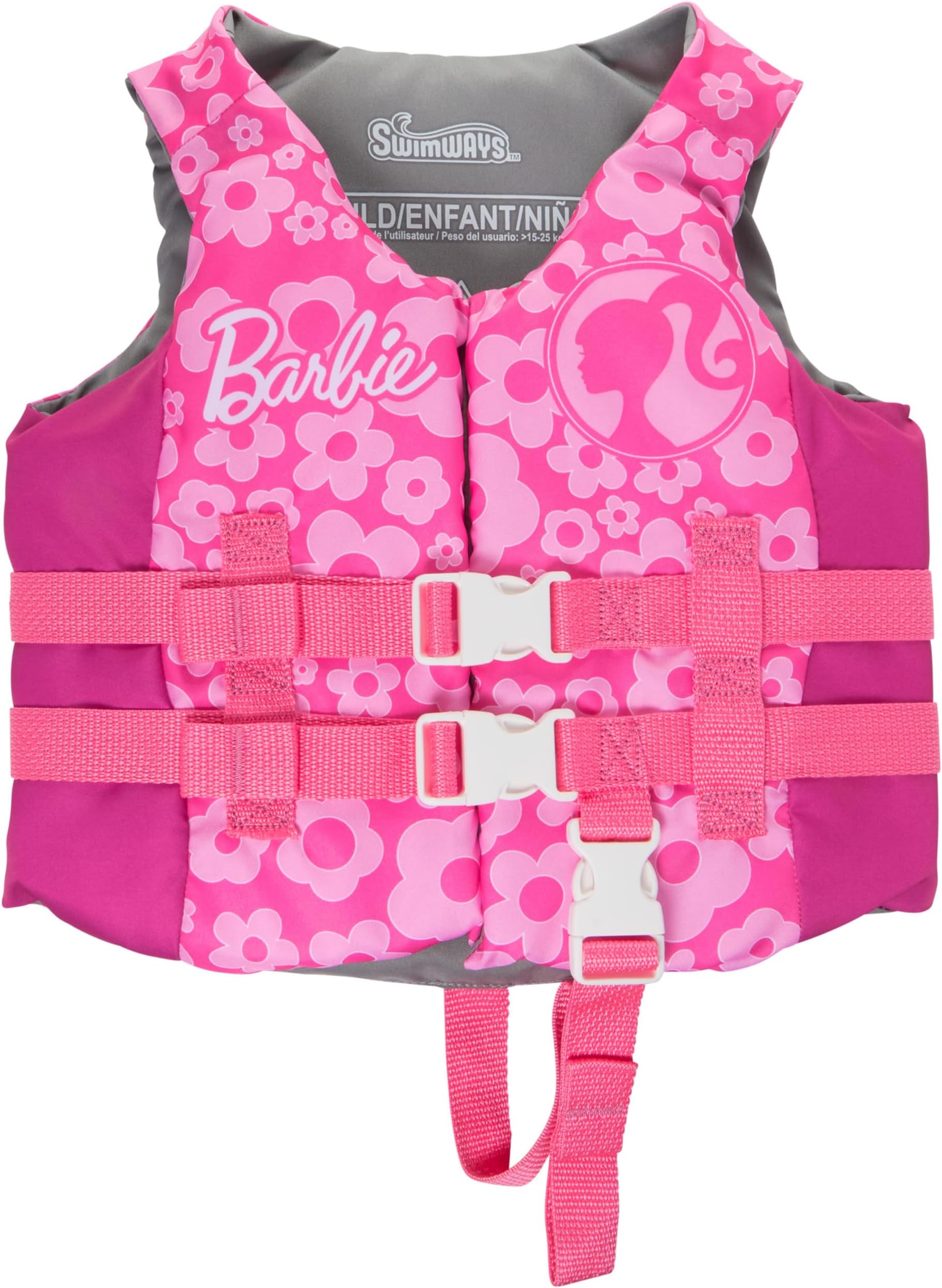 Barbie Swim Trainer Life Jacket, US Coast Guard Approved Kids Swim Vest, Pool Floats & Life Jackets for Kids, 33-55 lbs
