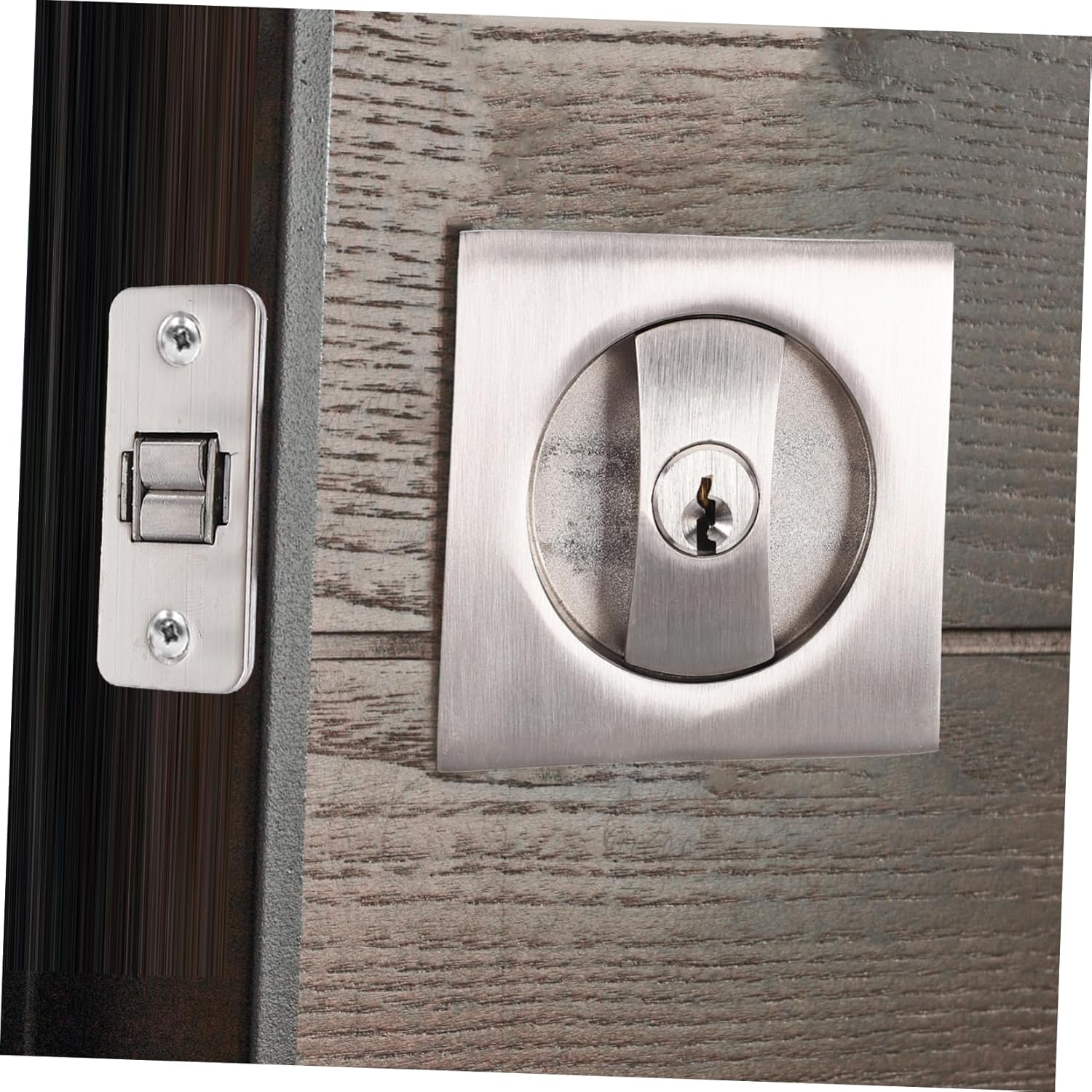 DOITOOL 3sets Invisible Pocket Door Lock with Key Metal Privacy Latch for Standard Doors Easy Installation Hardware Resists Humidity and Modern Design with Keyed Function