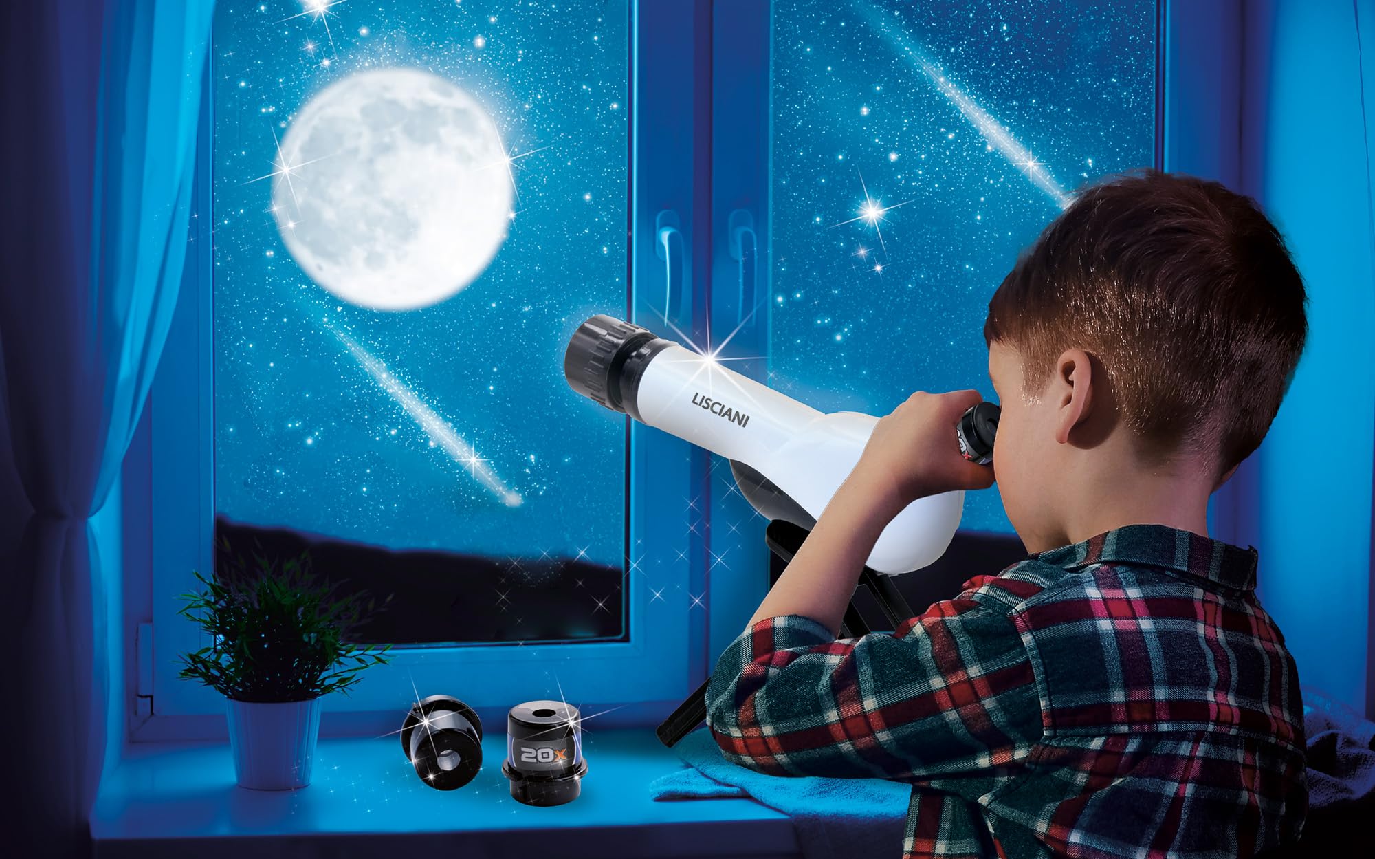 Lisciani I'm A Genius – Telescopio para niños a Partir de 7 años – Juego Educativo de Astronomía – Observación de Las Estrellas y Naturaleza – Zoom x20x30x40 – Idea de Regalo de cumpleaños