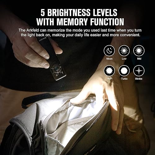 Miniatura 5 de OLIGHT Arkfeld - Linterna plana EDC de 1000 lúmenes, luz LED blanca con combo de haz verde, alimentación por batería recargable integrada para