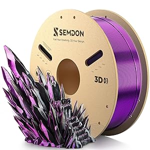 SEMDON Dual-Color Silk PLA Filament, Metallic Black-Purple Gradient PLA, 0.02mm Accuracy, 1.75mm PLA 3D Printing Filament for Christmas Decor,Cosplay,DIY,1KG(2.2lbs) Spool