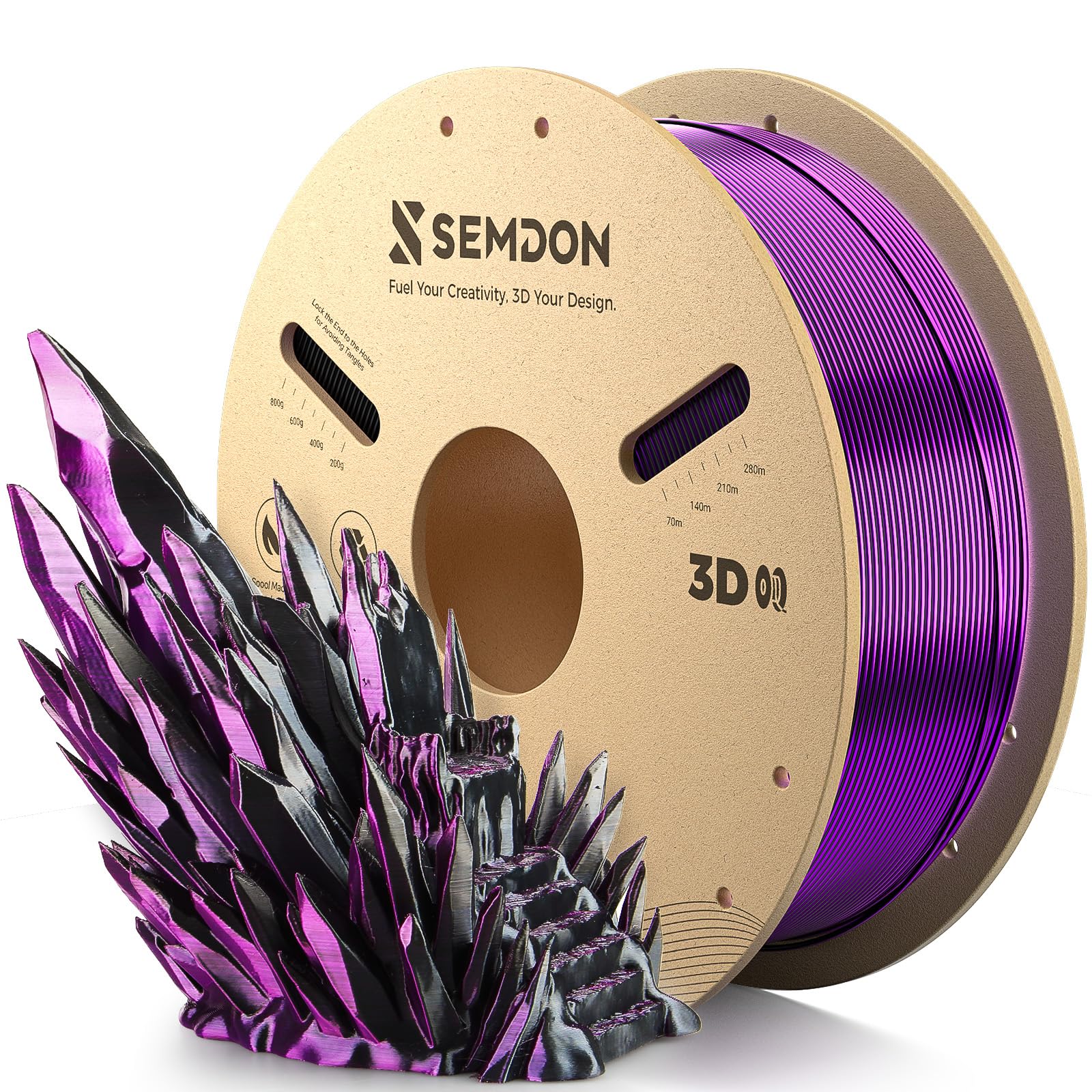 Dual-Color Silk PLA Filament, Metallic Black-Purple Gradient PLA, ±0.02mm Accuracy, 1.75mm PLA 3D Printing Filament for Christmas Decor,Cosplay,DIY,1KG(2.2lbs) Spool