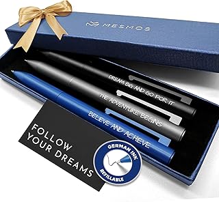 MESMOS Graduation Gifts for Him, 3pk Fancy Pen Set, German-made Ink & Swiss-Made Nib,