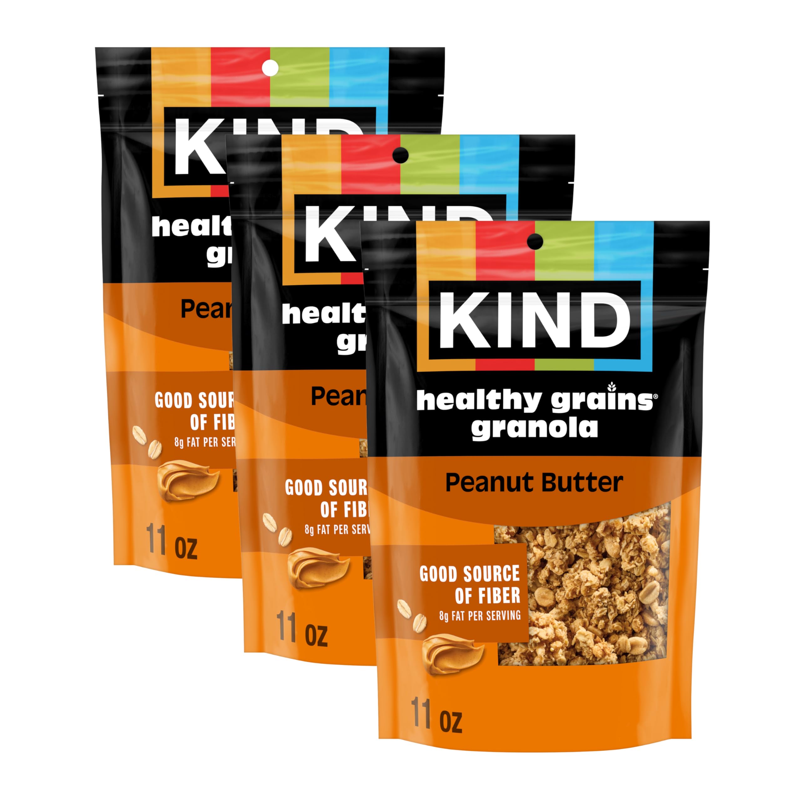 Healthy Grains Granola, Peanut Butter Clusters, Healthy Snacks, Gluten Free, 100% Whole Grains, 10g Protein, 11oz, 3 Count