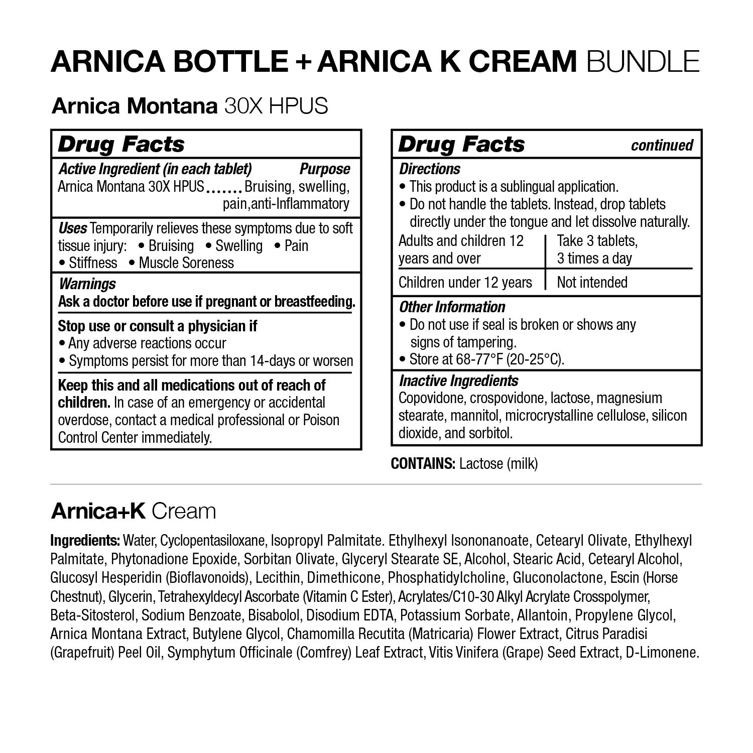 VitaMedica Arnica Montana 30X HPUS Tablets & Arnica Cream with Vitamin