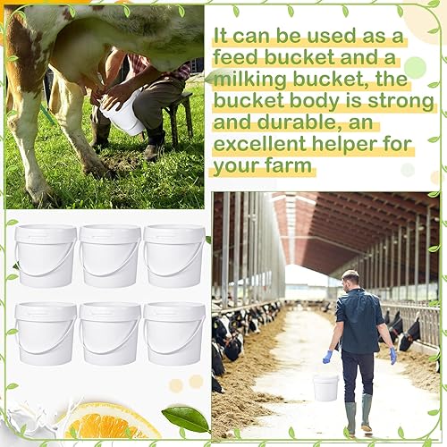 Miniatura 6 de 8 cubos de plástico con asa y tapa, contenedor duradero y resistente, seguro para alimentos, para almacenamiento multiusos, pintura, proyectos de