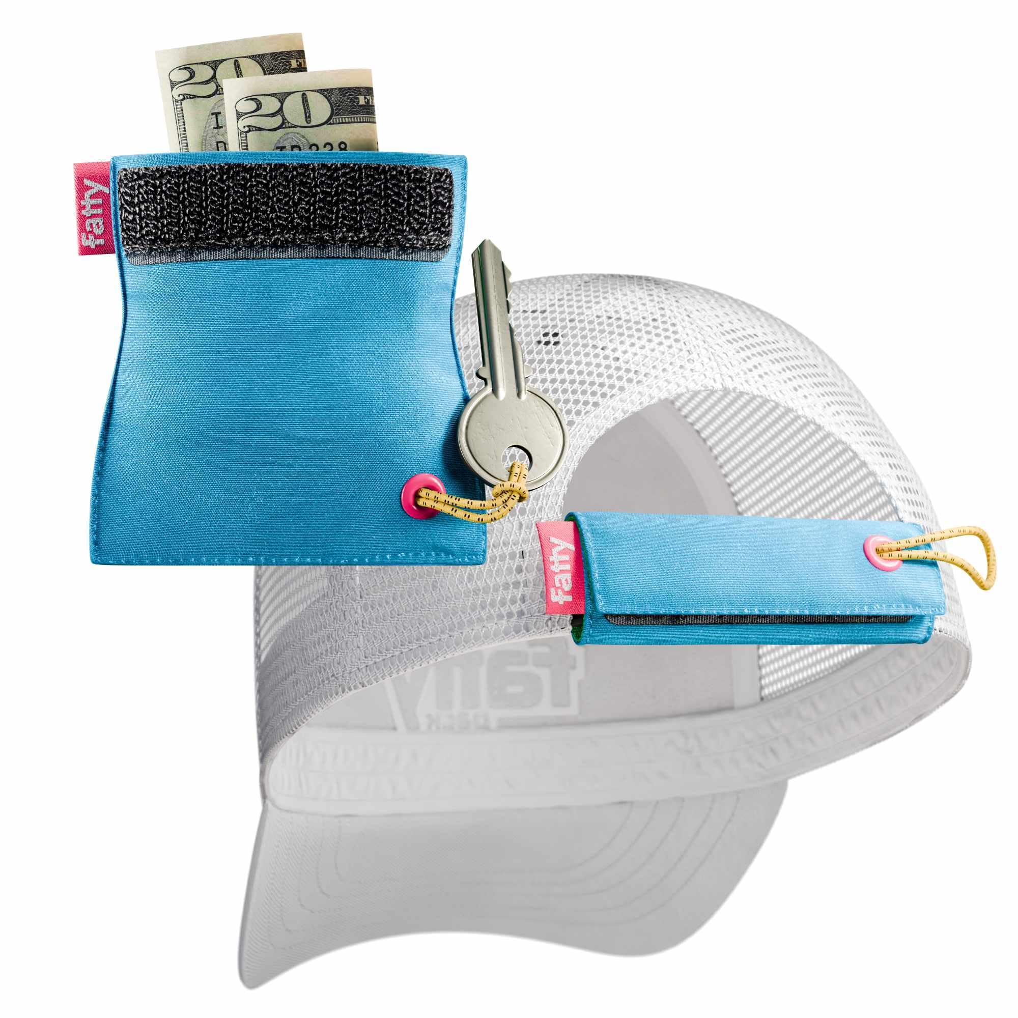FattyPack - Attachable Storage Pocket For Hats - Store Cash, Medicine, Gum, Keys, Pencils, Pens, Golf Tees, etc. (Retro)