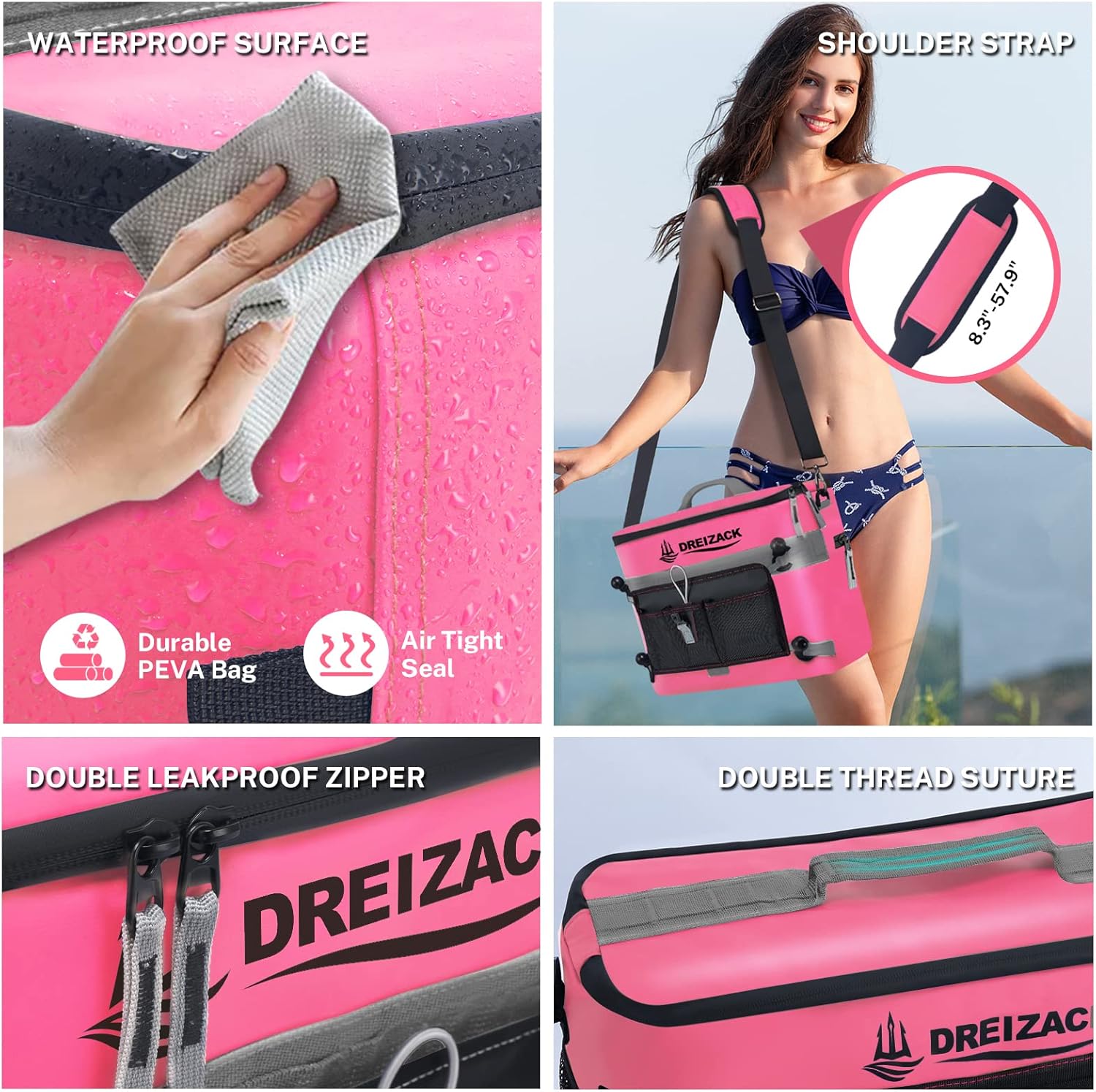 Dreizack Kayak Cooler Behind Seat, Waterproof Cooler for Kayaking,Paddle Board Cooler Compatible with Lawn-Chair Seat Kayak Accessories Cooler Bag Kayak Cooler Tow Behind for Camping Fishing