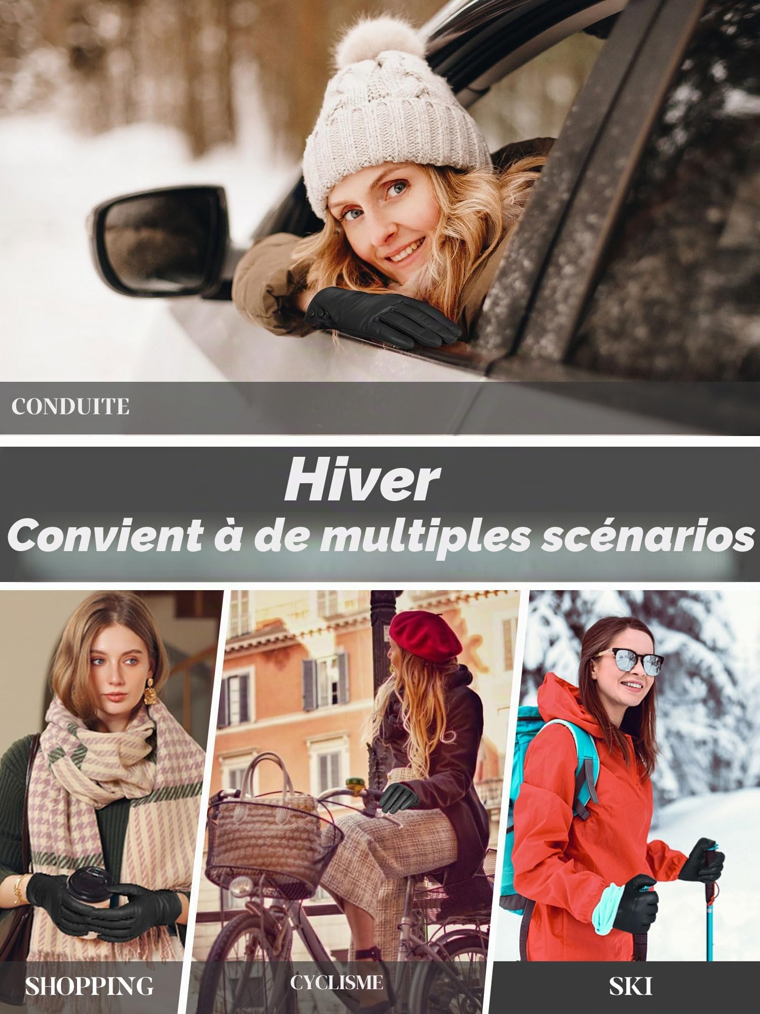 GSG SINCE 1998 Gants en Cuir pour Femme Hiver en Mouton | en Cuir d’Agneau Sans Chrome – Tactiles, Chauds et Doublés de Laine