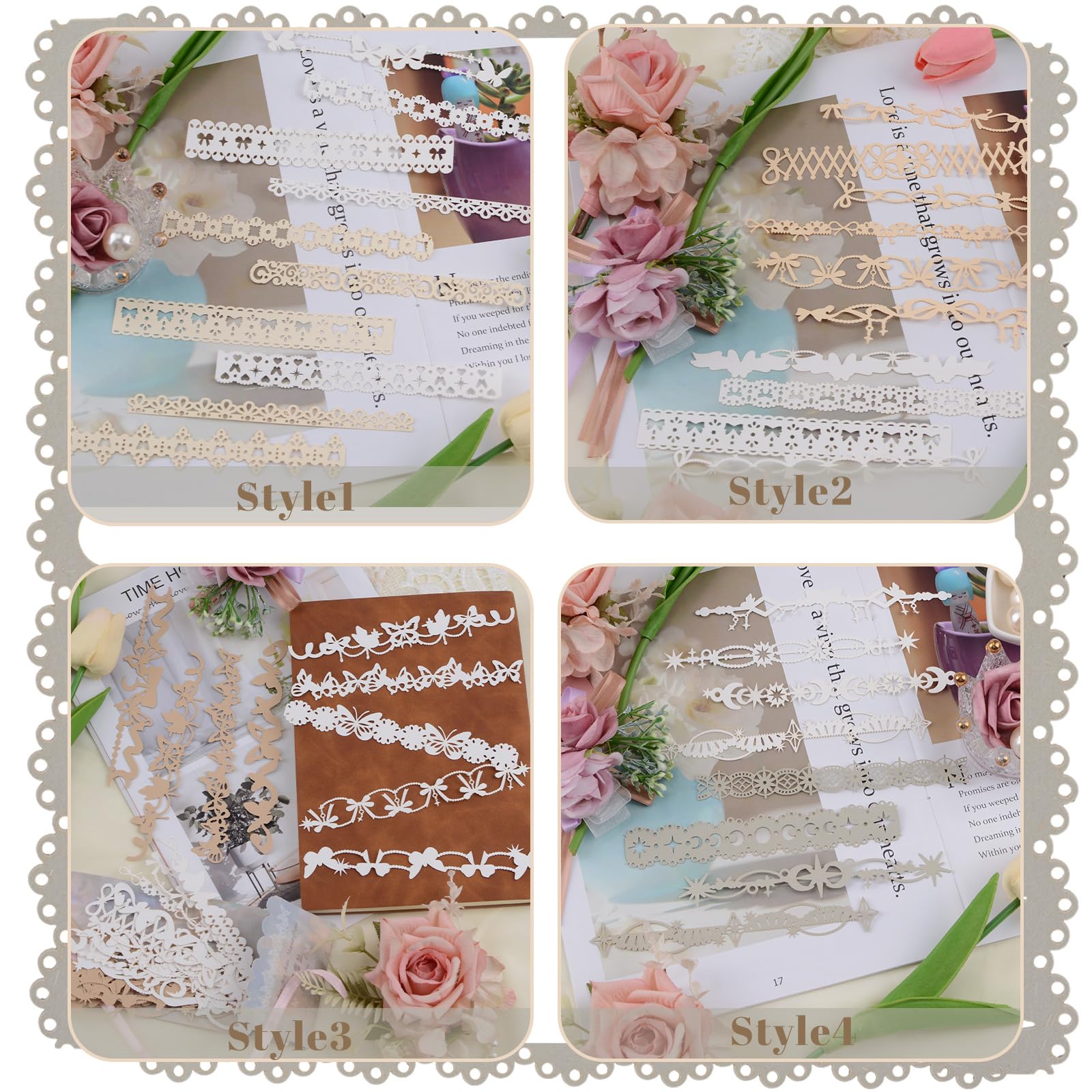 URROMA Lot 40 Décorations Vintage Dentelle - Scrapbooking, Albums, Cartes Créatives