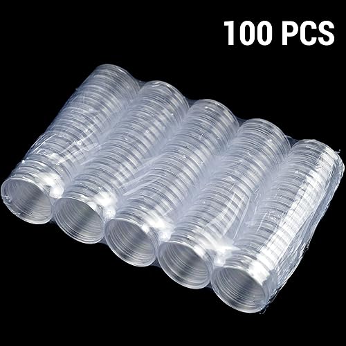 Miniatura 2 de 100 unidades de 1.181 in titular de la moneda cápsulas redondas de monedas cápsulas de plástico transparente para la colección de monedas