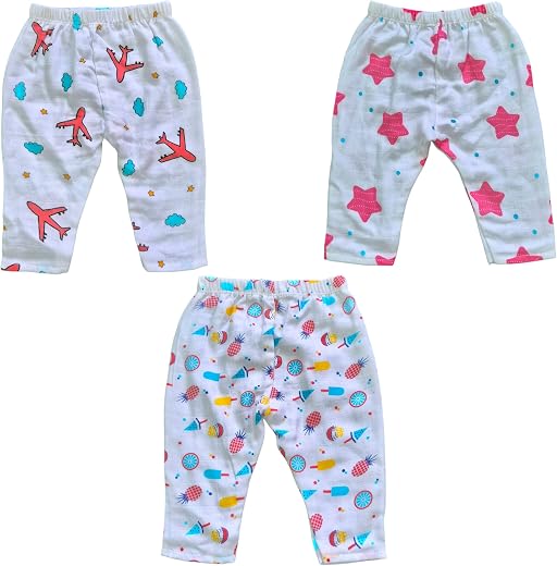 BabySphere Premium Cotton Organic Muslin Pant/Stylish &amp; Comfortable (0-2 Years)(Pack of 3, Multi Prints)